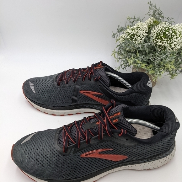 Brooks Adrenaline Gts 20 Mens Black Ebony Ketchup Size 12D pre owned - Picture 6 of 14
